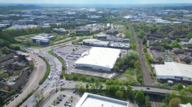 İngiltere 'nin merkezindeki Merkez Tarihi Nottingham Şehir Merkezi Yüksek Açı Manzarası, Büyük Britanya. 26 Nisan 2024