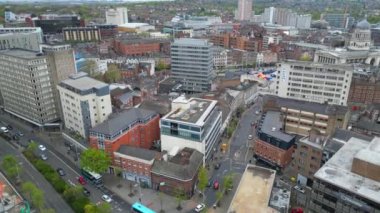 İngiltere 'nin merkezindeki Merkez Tarihi Nottingham Şehir Merkezi Yüksek Açı Manzarası, Büyük Britanya. 26 Nisan 2024