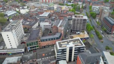 İngiltere 'nin merkezindeki Merkez Tarihi Nottingham Şehir Merkezi Yüksek Açı Manzarası, Büyük Britanya. 26 Nisan 2024