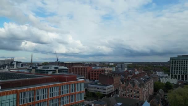 High Angle View Central Historical Nottingham City Centre Downtown England — Stok Video