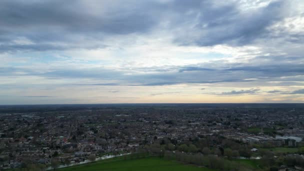 Luchtfoto Van Central City Cambridge Cambridgeshire Engeland Verenigd Koninkrijk Maart — Stockvideo