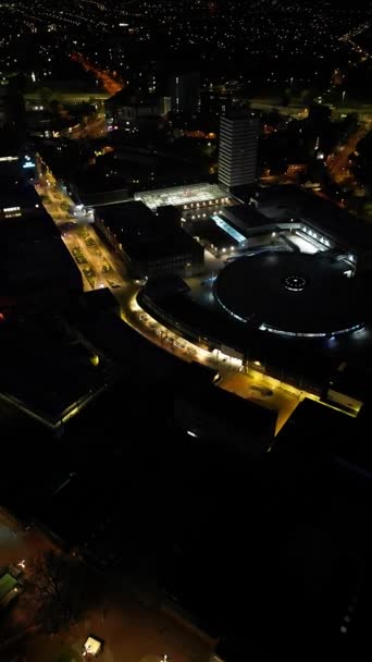 Aerial Vertical Style Footage Illuminated Historical Central Coventry City England — Video Stock