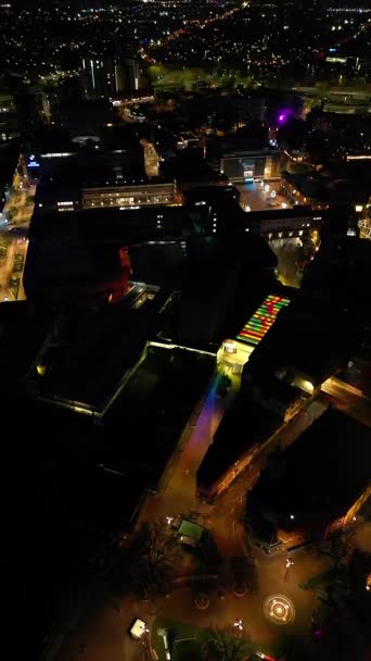 Aerial Vertical Style Footage Illuminated Historical Central Coventry City England — Stok video