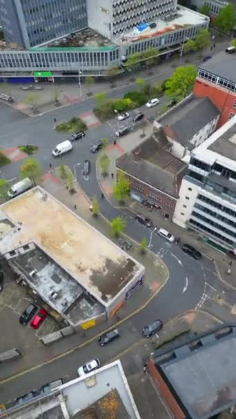 Aerial Time Lapse Vertikale Opptak Central Historical Nottingham City Centre – stockvideo
