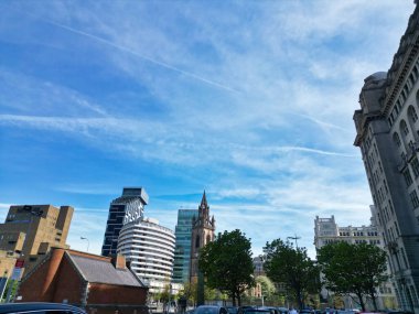 İngiltere 'nin kuzeybatısındaki The Maritime City, Liverpool Modern Britanya Şehir Merkezi Yüksek Açı Manzarası. 5 Mayıs 2024