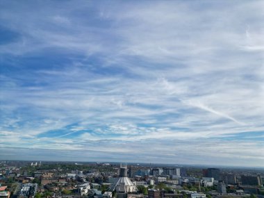 İngiltere 'nin kuzeybatısındaki The Maritime City, Liverpool Modern Britanya Şehir Merkezi Yüksek Açı Manzarası. 5 Mayıs 2024