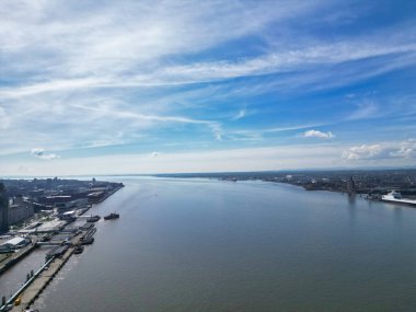 İngiltere 'nin kuzeybatısındaki The Maritime City, Liverpool Modern Britanya Şehir Merkezi Yüksek Açı Manzarası. 5 Mayıs 2024
