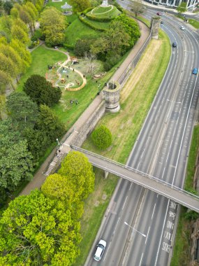 Tarihi Canterbury Şehir Merkezi, Kent, İngiltere, İngiltere Havacılık Manzarası. 20 Nisan 2024