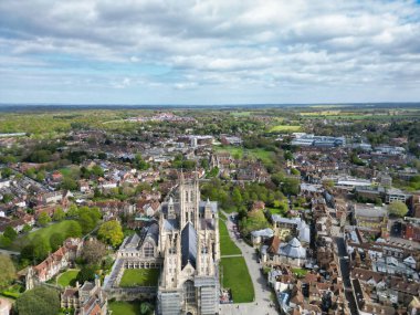 Tarihi Canterbury Şehir Merkezi, Kent, İngiltere, İngiltere Havacılık Manzarası. 20 Nisan 2024