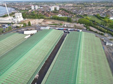 Tilbury Şehir Merkezi ve İngiltere Limanı Yüksek Açı Manzarası. 20 Nisan 2024