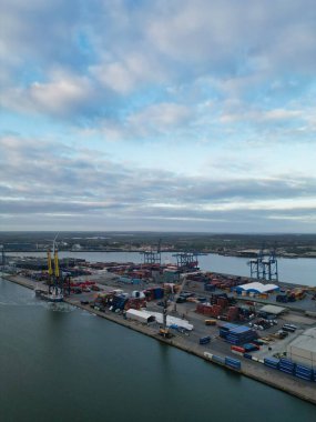 Tilbury Şehir Merkezi ve İngiltere Limanı Yüksek Açı Manzarası. 20 Nisan 2024