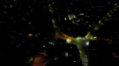 İngiltere 'nin Aydınlanmış Leighton Buzzard Kasabası Havadan Görünümü Büyük Britanya Gecesi. 29 Mart 2024