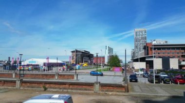 İngiltere 'nin kuzeybatısındaki Liverpool' daki Modern Britanya Şehir Merkezi 'nin Hava Görüntüsü. 5 Mayıs 2024