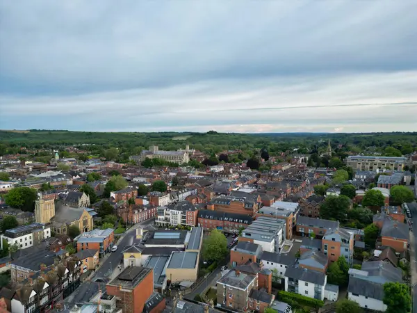 stock image High Angle View of British Historical City of Winchester Central During Sunset. England United Kingdom, May 17th, 2024