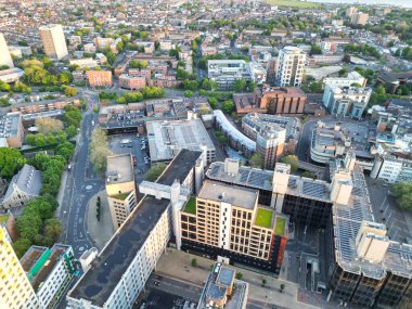 İngiltere 'deki Portsmouth Şehir Merkezi' nin hava görüntüsü. 15 Mayıs 2024