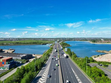 İngiltere 'deki Portsmouth Şehir Merkezi' nin hava görüntüsü. 15 Mayıs 2024