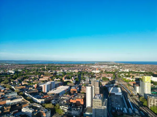 stock image Aerial View of Portsmouth City Centre, England United Kingdom. May 15th, 2024