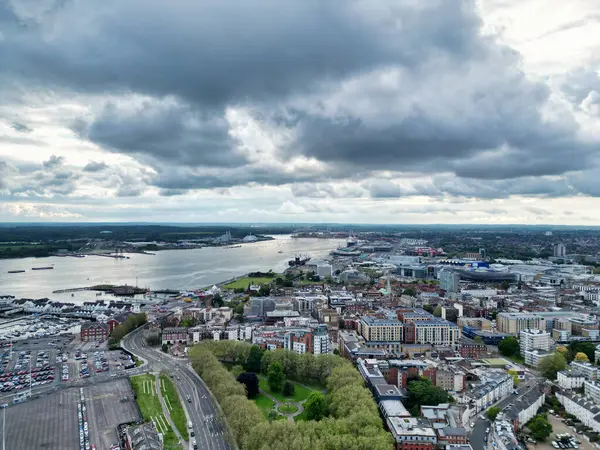 stock image Aerial View of Southampton Port City of South England Coast, United Kingdom. May 16th, 2024