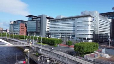 İskoçya 'nın merkezi Glasgow şehrinin yüksek açılı görüntüsü. 5 Haziran 2024