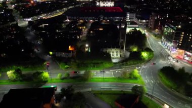 Gece boyunca İngiltere 'nin merkezi Sheffield şehrinin hava görüntüsü. Birleşik Krallık. 29 Nisan 2024