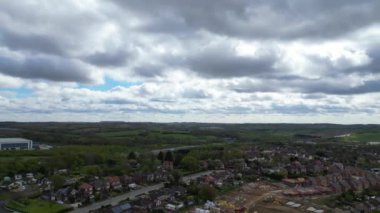 İngiltere 'nin Nottinghamshire şehrinin batı sınırında yer alan Derbyshire' daki Pinxton köyü ve sivil cemaatinin hava manzarası. 29 Nisan 2024