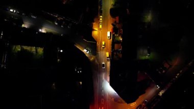 İngiltere 'nin Aydınlanmış Leighton Buzzard Kasabası Havadan Görünümü Büyük Britanya Gecesi. 29 Mart 2024