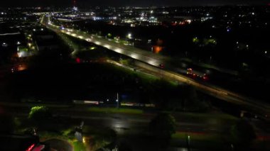 İngiltere 'nin başkenti Dudley Town, Batı Midlands' ın Merkez Metropolitan İlçesi Yüksek Açılı Gece Görüntüleri. 4 Mayıs 2024