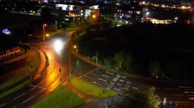 İngiltere 'nin başkenti Dudley Town, Batı Midlands' ın Merkez Metropolitan İlçesi Yüksek Açılı Gece Görüntüleri. 4 Mayıs 2024