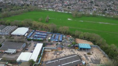 İngiltere 'nin merkez Cambridge şehrinin Sunset sırasında yüksek açılı görüntüsü. 21 Mart 2024