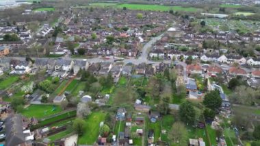 İngiltere 'nin merkez Cambridge şehrinin Sunset sırasında yüksek açılı görüntüsü. 21 Mart 2024