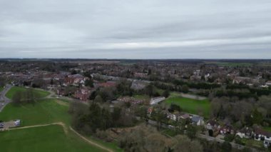 İngiltere 'nin Orta Saint Albans şehrinin yüksek açılı görüntüleri. 16 Mart 2024