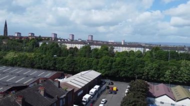 Merkezi Glasgow şehri İskoçya 'nın havadan görünüşü. 5 Haziran 2024