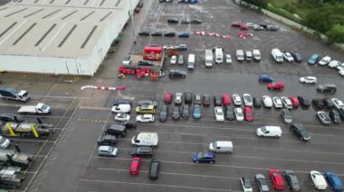 Yağmur ve Bulutlu Sabah sırasında Avonmouth Bristol Limanı 'nın hava görüntüsü. İngiltere Birleşik Krallığı. 24 Ağustos 2024