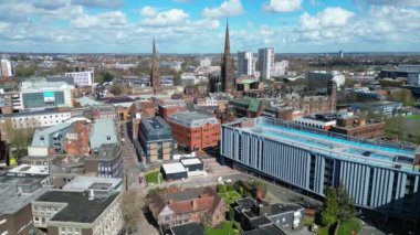 İngiltere Merkez Coventry Şehir Merkezi 'ndeki Downtown Binaları. 30 Mart 2024