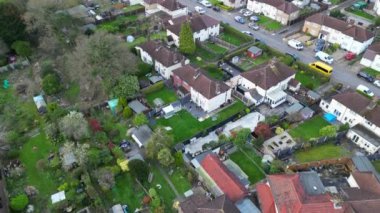 Harefield Central City 'nin havadan görüntüsü, Uxbridge, Londra Birleşik Krallık. Görüntü Drone 'un Kamerasıyla 3 Nisan 2024' te Güzel Günbatımı Saati 'nde çekildi.