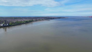 Liverpool Şehri 'nin Kuzeybatı İngiltere' deki Okyanus 'taki Hava Görüntüleri. Birleşik Krallık. 5 Mayıs 2024