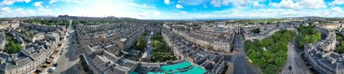 High Angle Wide Panoramic View of Central Edinburgh City of Scotland United Kingdom During Partly Cloudy Day of August 29th, 2024 clipart