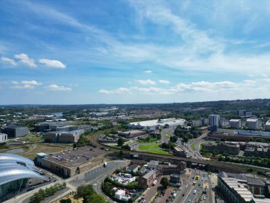 Kuzey İngiltere 'deki Tyne Nehri' nden Merkez Newcastle City 'nin hava görüntüsü. 19 Temmuz 2024, Drone 'un Kamerası.