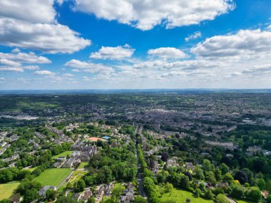 High Angle View of Historical Bath City of England United Kingdom During Partially Cloudy Day of May 25th, 2024, Aerial Footage Was Captured with Drone's Camera During Bright Sunny Day clipart