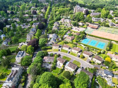 High Angle View of Historical Bath City of England United Kingdom During Partially Cloudy Day of May 25th, 2024, Aerial Footage Was Captured with Drone's Camera During Bright Sunny Day clipart