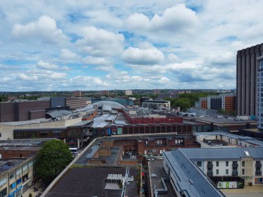 İngiltere 'nin güneybatısındaki Central Bristol City' de bulunan binaların havadan görüntüsü. 27 Mayıs 2024. Yüksek Açılı Kamera, İHA 'nın Yüksek İrtifa Kamerası ile çekildi..
