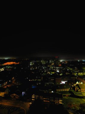 High Angle View of Illuminated Historical Central Coventry City Centre Downtown of England United Kingdom. Aerial footage Was Captured on After Midnight with Drone's Camera from Medium High Altitude on October 23rd, 2024 clipart