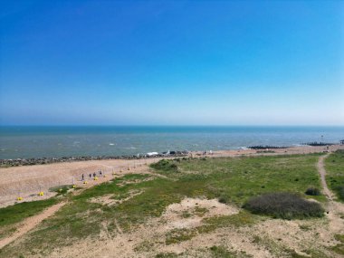 İngiltere 'nin Eastbourne Okyanusu' nun en güzel İngiliz Turist Çekimi Deniz Önü ve Okyanusu Yüksek Açı Manzarası. Hava Görüntüleri İHA 'nın Kamerasıyla 11 Mayıs 2024' te çekildi.