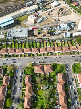 İngiltere 'nin Merkez ve Merkez Wembley Londra şehrinin havadan görüntüsü. Yüksek Açılı Kamera 17 Nisan 2024 'te İHA' nın Orta Yükseklikten Kamerası ile yakalandı.