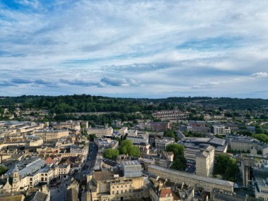 High Angle View of Historical Bath City of England United Kingdom During Mostly Cloudy Day of May 27th, 2024, Aerial Footage Was Captured with Drone's Camera During Bright Sunny Day clipart