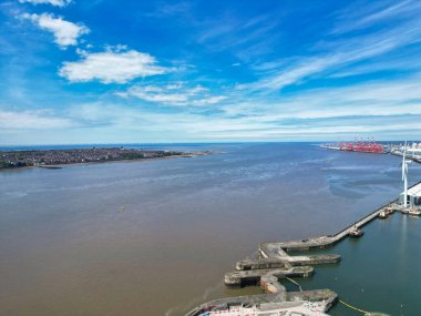 High Angle View of Historical and Modern British City Centre of Liverpool, Maritime city in northwest England, United Kingdom. Aerial Footage Was Captured with Drone's Camera on May 5th, 2024 clipart