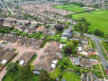 İngiltere 'nin Deniz Kenti' ndeki Merkez Clacton 'ın En Güzel ve Çekici İngiliz Turist Çekimi Yüksek Açı Manzarası. Hava Görüntüleri 21 Mayıs 2024 'te çekildi.