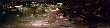 High Angle View of Illuminated North Watford City Which is Located in North London During Cold and Cloudy Night of November 14th, 2024. Drone's Camera Footage. clipart