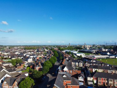 High Angle View of Newport City on River Usk Wales, United Kingdom During Sunset. Aerial Footage Was Captured with Drone's Camera on May 27th, 2024 clipart