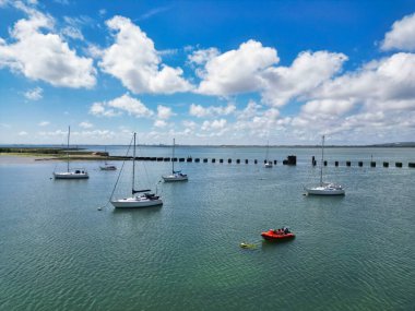 Beautiful and Peaceful Tourist Attraction of Stock Havant Hayling Beach and Ocean on Hayling Island and Former Civil Parish, Havant Hampshire, South East England Great Britain. May 15th, 2024 clipart